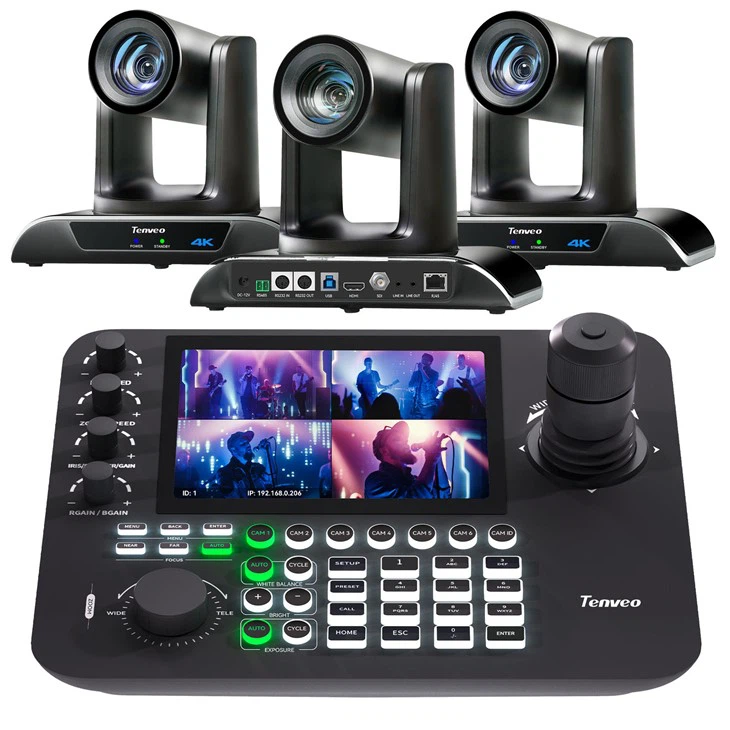 30X Zoom 4K PTZ Conference Camera AI Auto Tracking USB+HDMI+SDI+LAN POE And KB300PRO IP PTZ Camera Joystick Controller