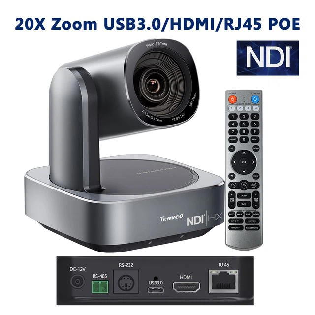 Câmera profissional de transmissão ao vivo, zoom 12x, 4k, poe, ndi, conferência, ptz, câmera e controle de teclado joystick ip 4d
