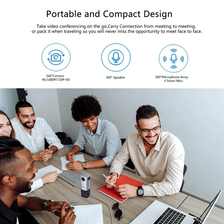 360 degrees Ultra HD 4K Panoramic Video Conference Camera All-in-One Camera